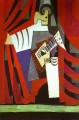 Polichinelle with Guitar Before the Stage Curtain 1919 Cubist
